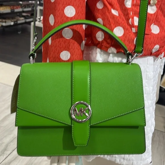 Michael Kors Greenwich Medium Saffiano Leather Satchel Crossbody Shoulder Bag - Picture 8 of 16